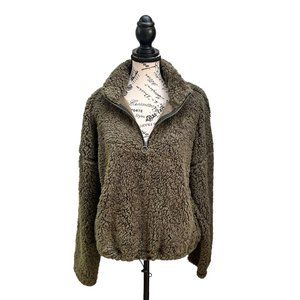 Noisy May Khaki Lea Teddy Long Sleeve Pullover Women's Size L